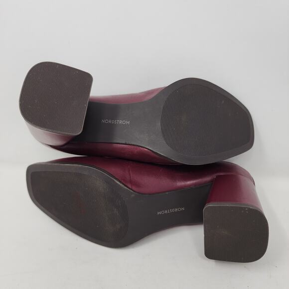 Nordstrom's Bernice Block Heels Chain Detail Leather Loafers Burgundy Leather 6 - Picture 10 of 11